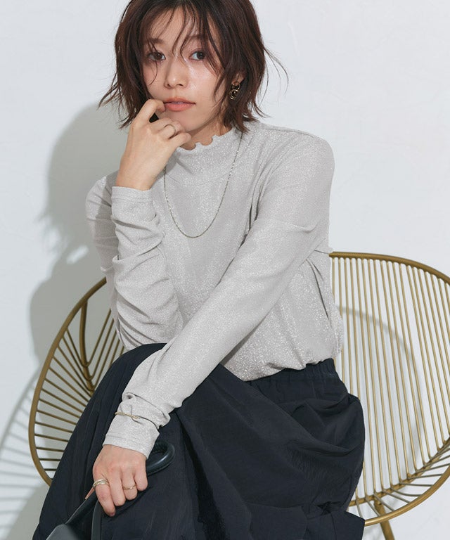 167cm / ラメ / シルバー / ハイネック / M