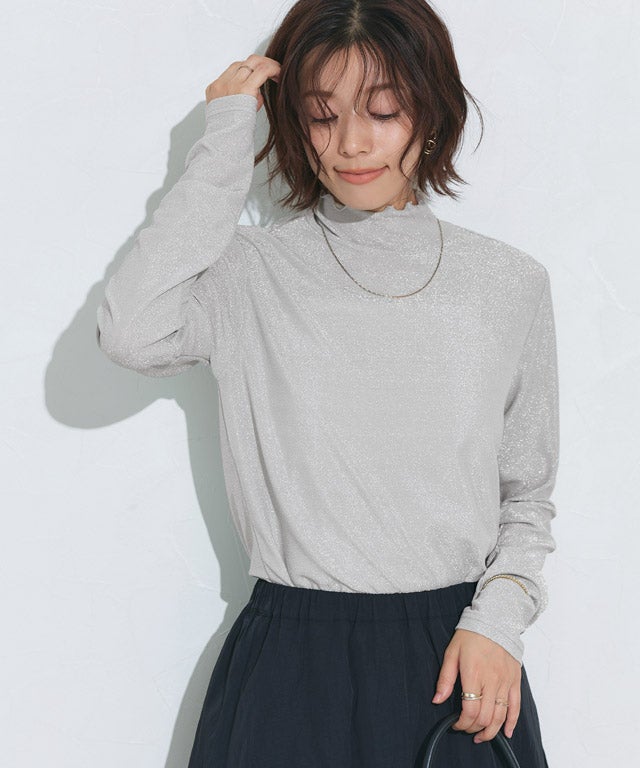 167cm / ラメ / シルバー / ハイネック / M