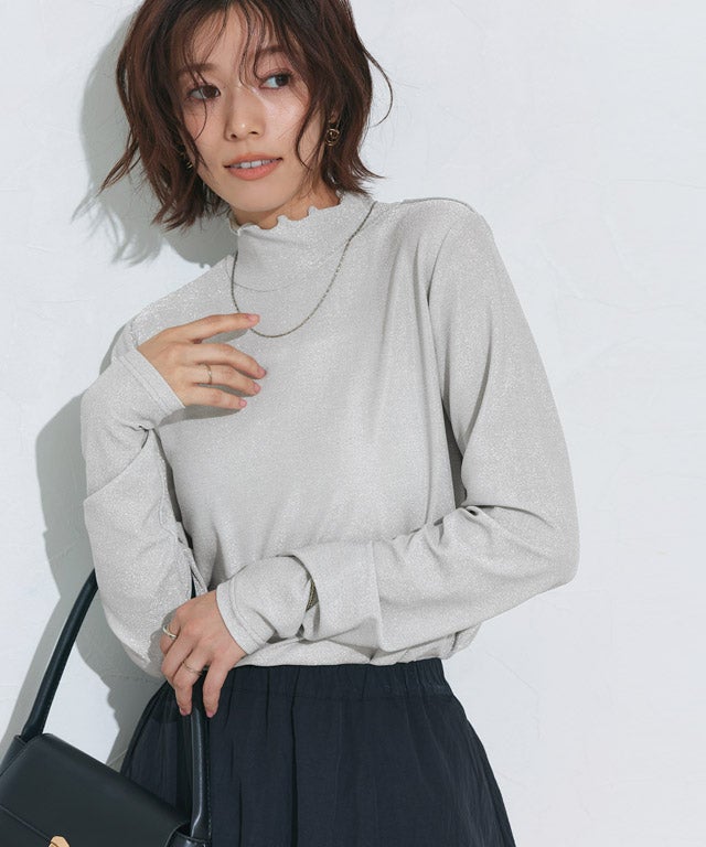 167cm / ラメ / シルバー / ハイネック / M