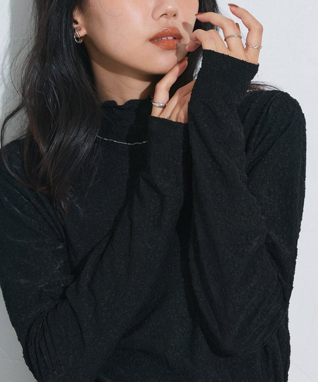 162cm / レース / ブラック / ハイネック / M