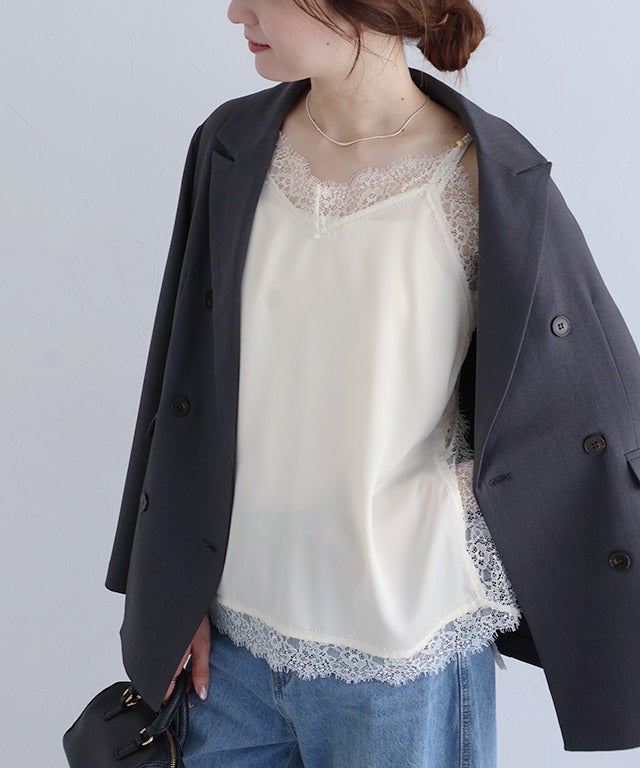 サテンレースキャミソール