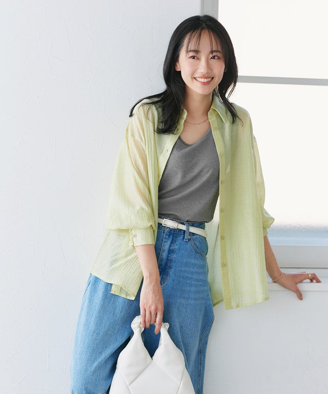 162cm / 雨音グレー / 杢グレー / Uネック / M