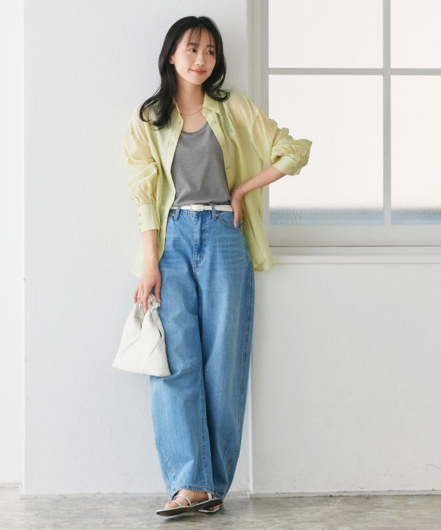 162cm / 雨音グレー / 杢グレー / Uネック / M