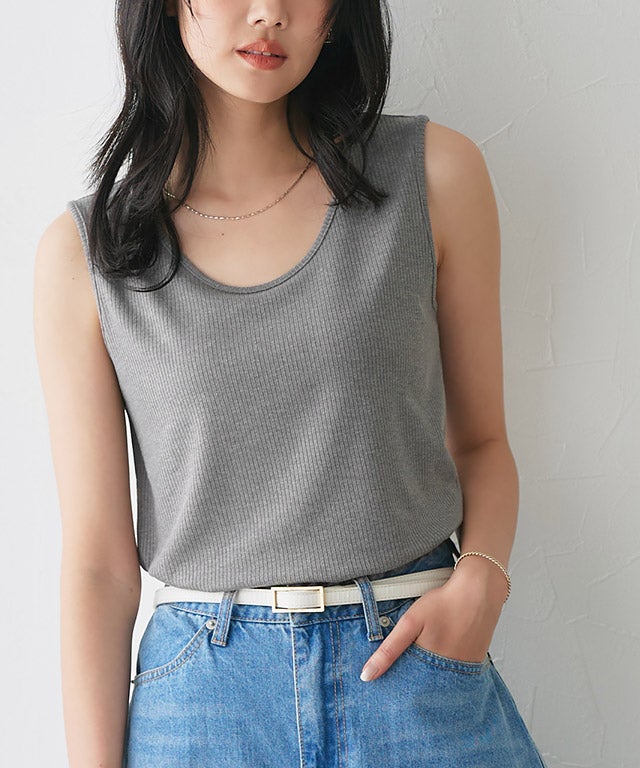 162cm / 雨音グレー / 杢グレー / Uネック / M