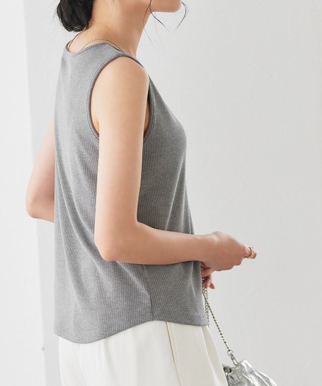 162cm / 雨音グレー / 杢グレー / スクエアネック / M