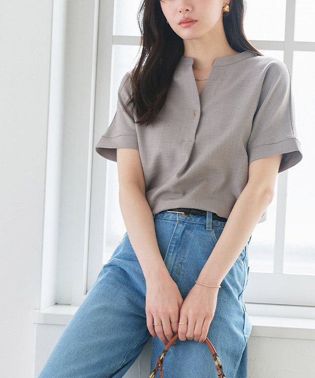 接触冷感リネンライクスキッパーブラウス【スピード配送】 | 【公式