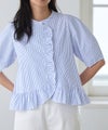 フリル構築袖ブラウス