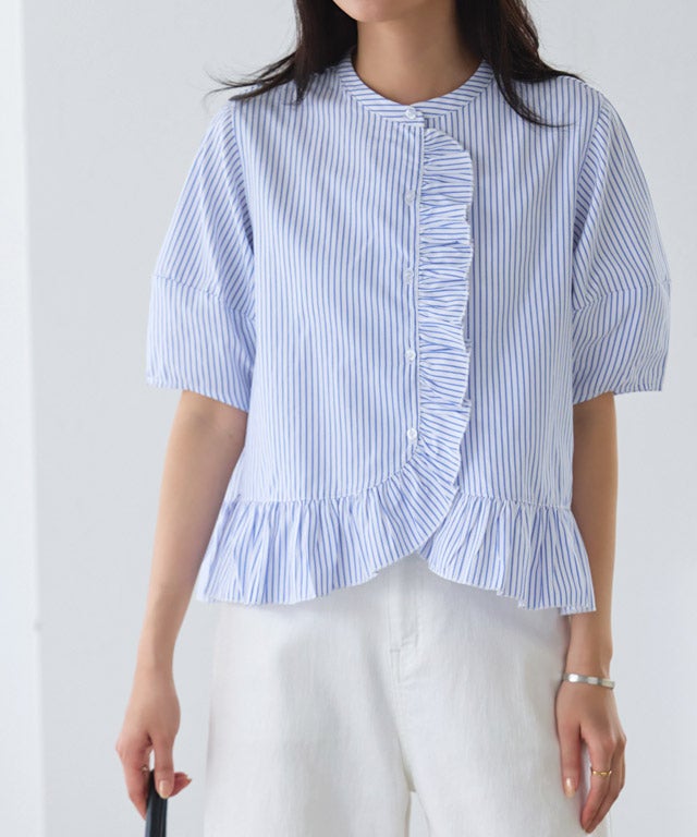 162cm / ストライプ / ブルー / M