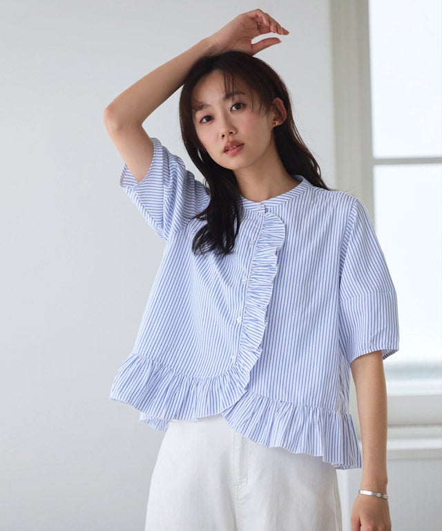 162cm / ストライプ / ブルー / M