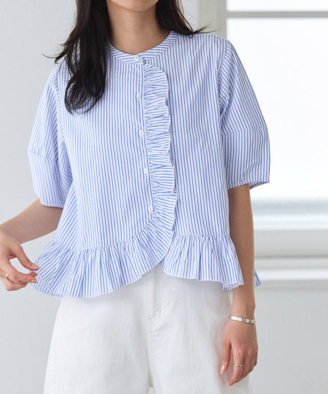 162cm / ストライプ / ブルー / M