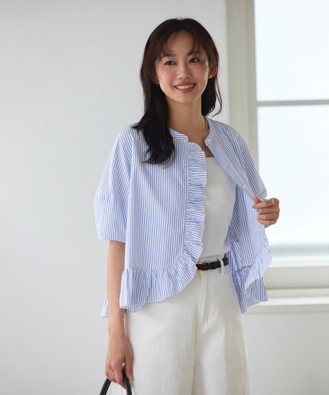 162cm / ストライプ / ブルー / M