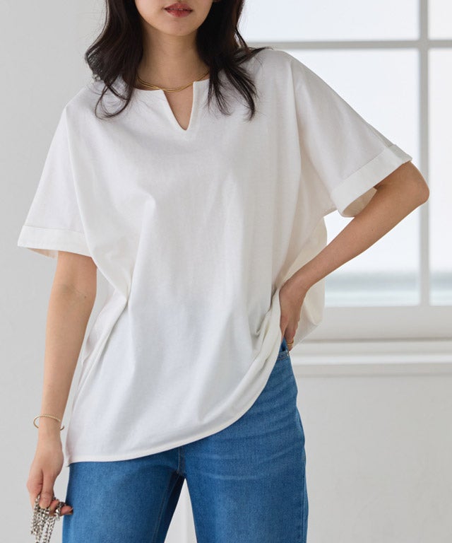 162cm / オフホワイト / キーネック / M