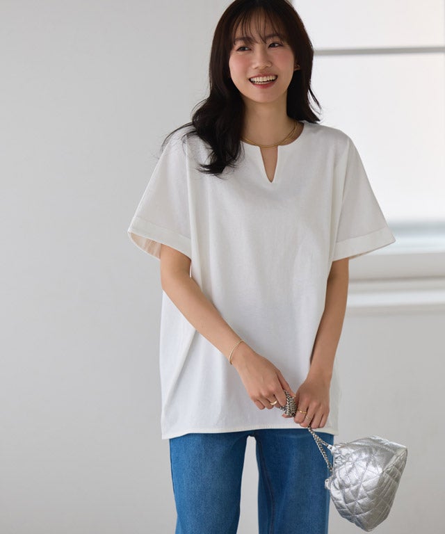 162cm / オフホワイト / キーネック / M