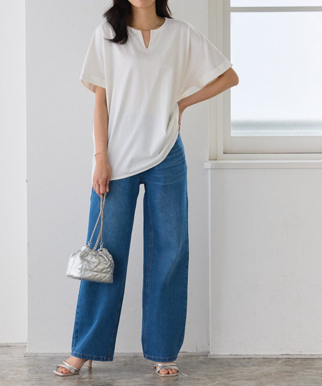 162cm / オフホワイト / キーネック / M