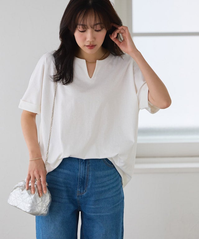 162cm / オフホワイト / キーネック / M