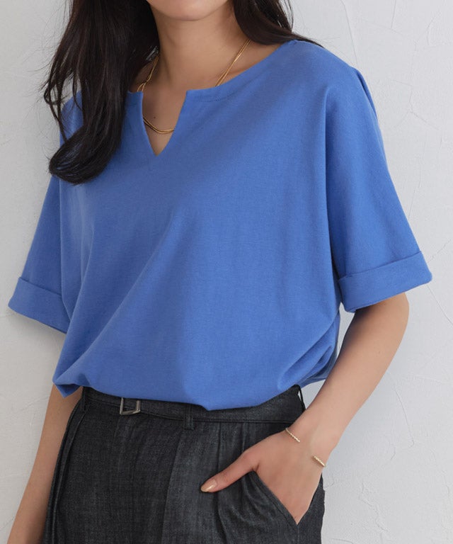 162cm / ブルー / キーネック / M