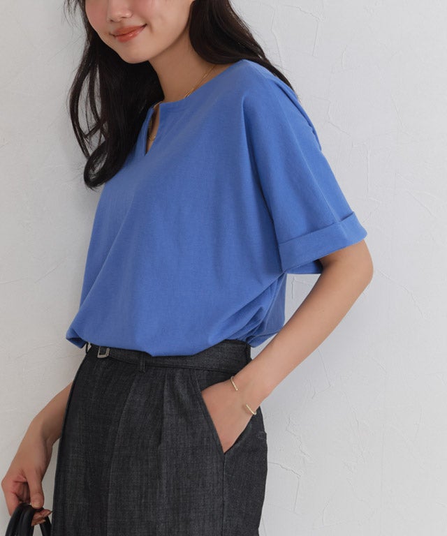 162cm / ブルー / キーネック / M