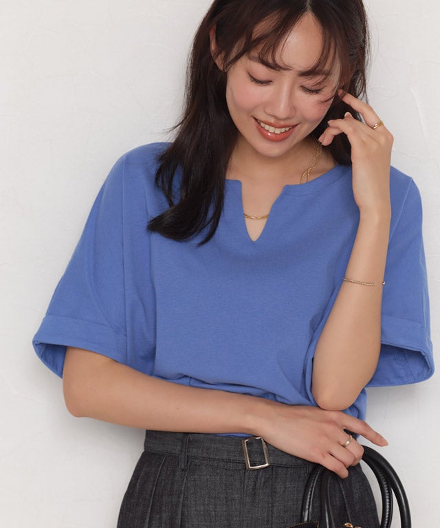 162cm / ブルー / キーネック / M