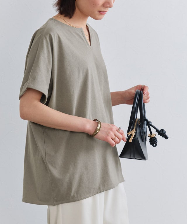 163cm / モカグレー / キーネック / M