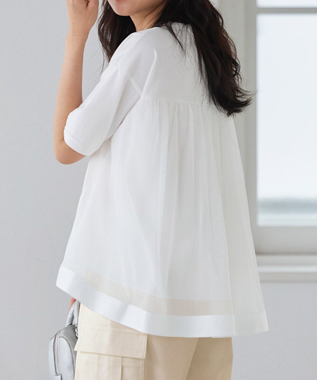 バックフレアチュールドッキングTシャツ