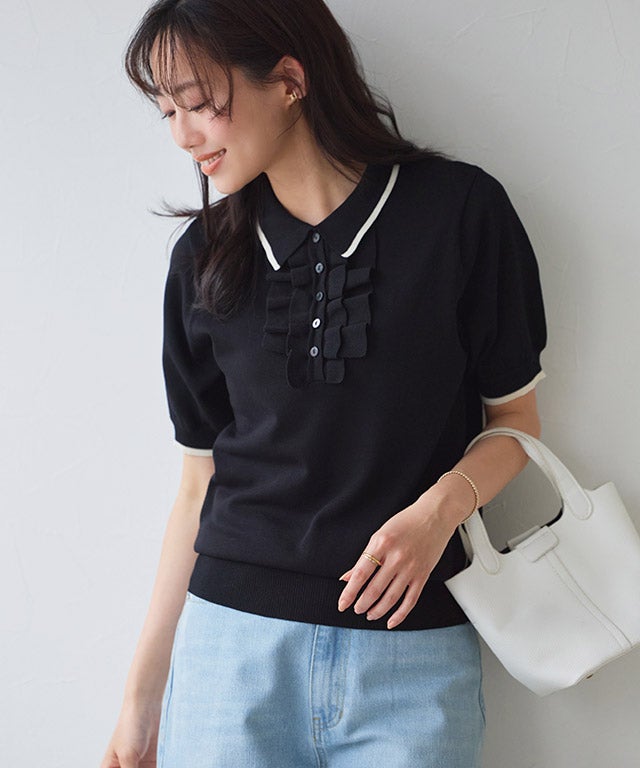 162cm / ブラック×アイボリー / M