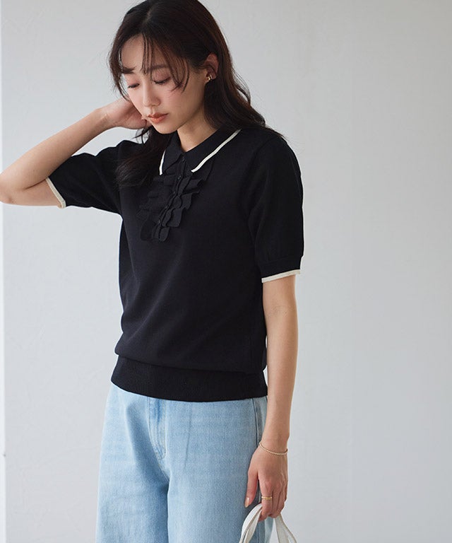 162cm / ブラック×アイボリー / M