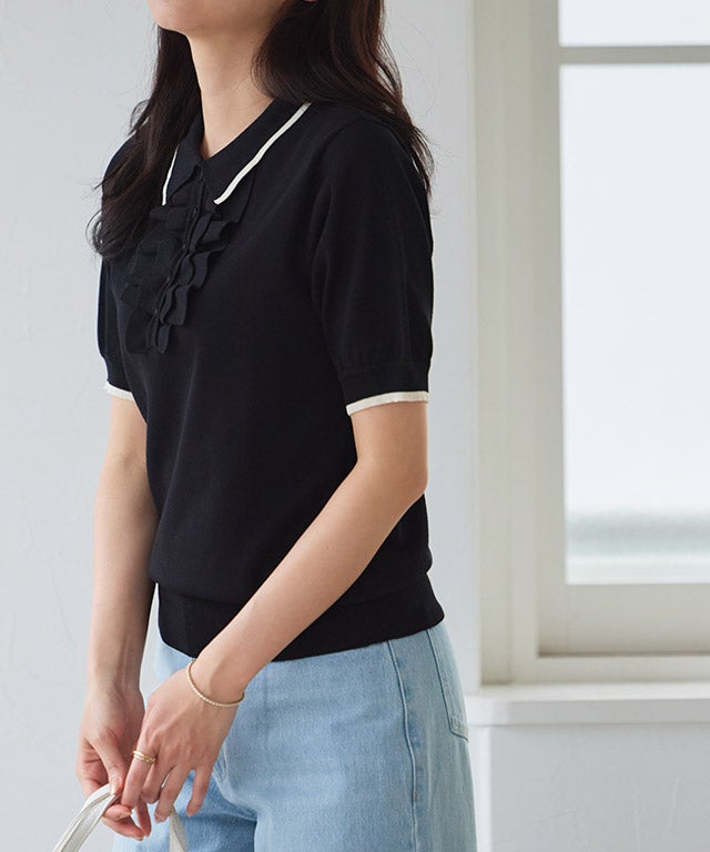 162cm / ブラック×アイボリー / M