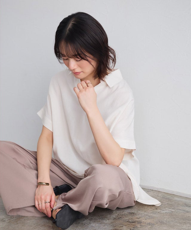 綿混スキッパーオーバーブラウス 【スピード配送】 | 【公式】Pierrot