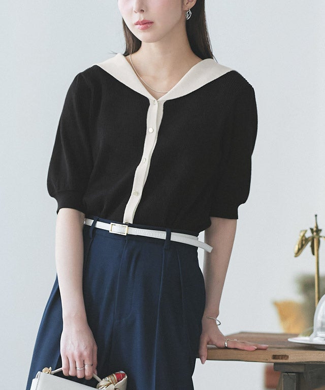 163cm / ブラック×オフホワイト / M