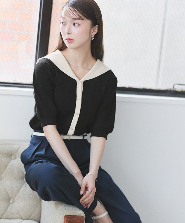 163cm / ブラック×オフホワイト / M