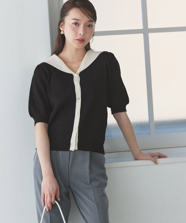 163cm / ブラック×オフホワイト / M