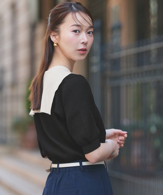 163cm / ブラック×オフホワイト / M