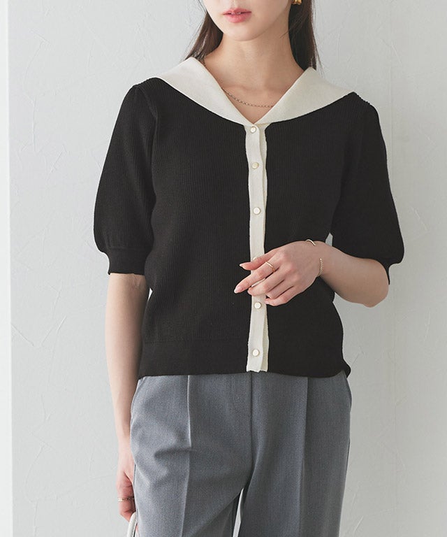 163cm / ブラック×オフホワイト / M