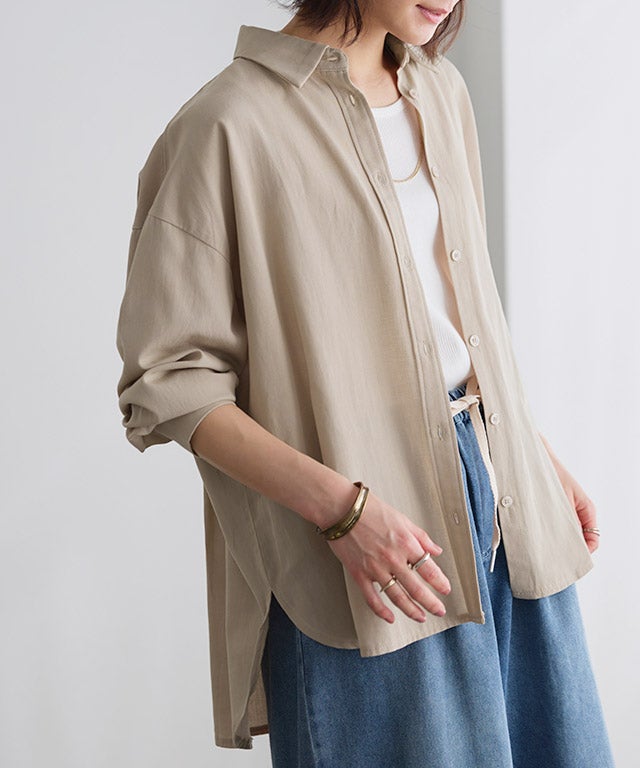 リネンタッチオーバーサイズシャツ