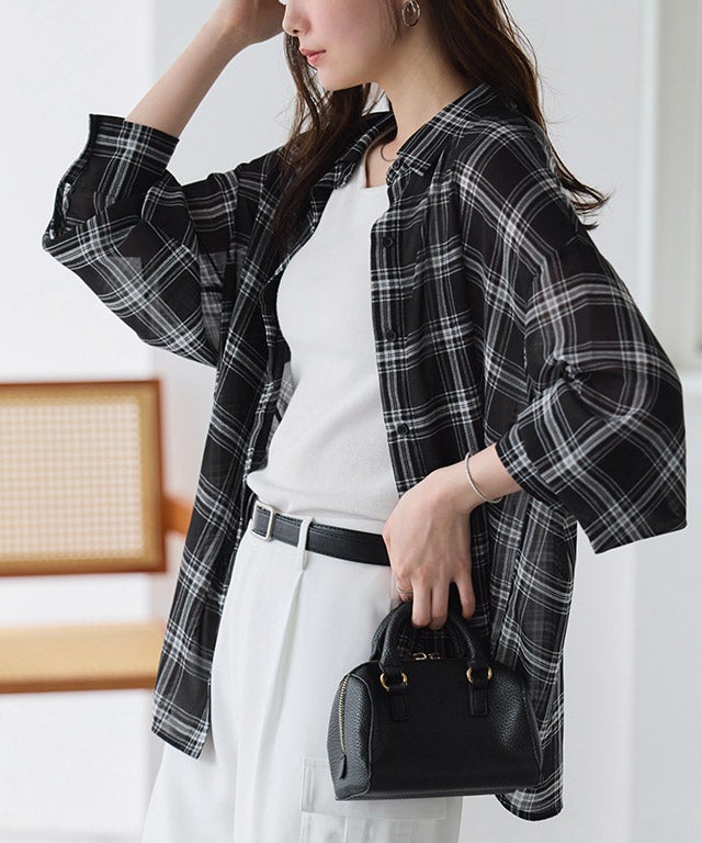 シアーチェックオーバーシャツ