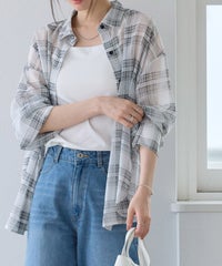 シアーチェックオーバーシャツ