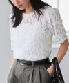 パフスリーブカットレースカットソー
