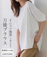 【イージーケア】ジョーゼットパフスリーブTブラウス