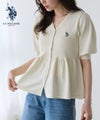 【U.S.POLO ASSN.】パフスリーブペプラムニットカーディガン