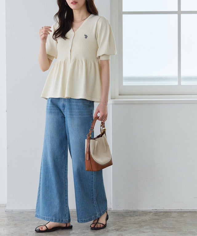 167cm / アイボリー×ネイビー / M