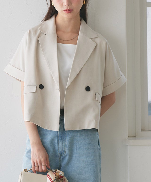 ハーフスリーブクロップドテーラードジャケット