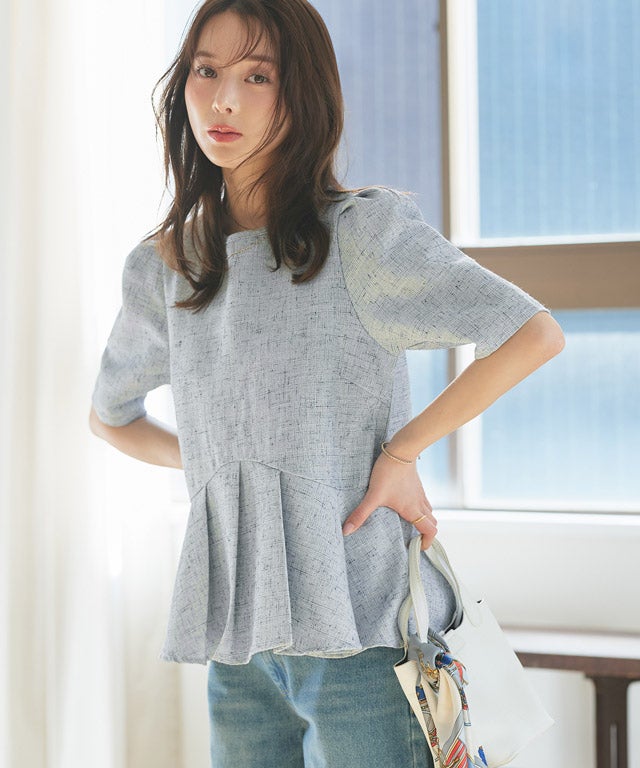 163cm / ツイード / ライトブルー / M