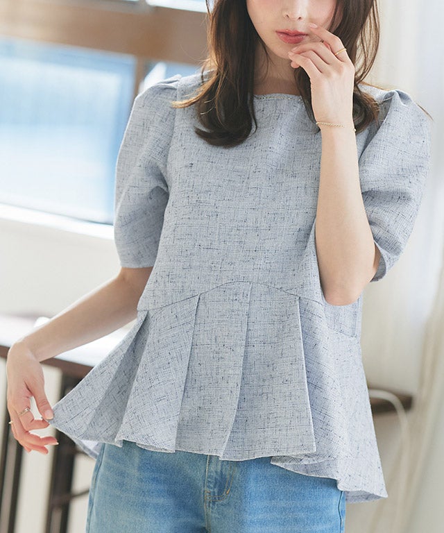 163cm / ツイード / ライトブルー / M