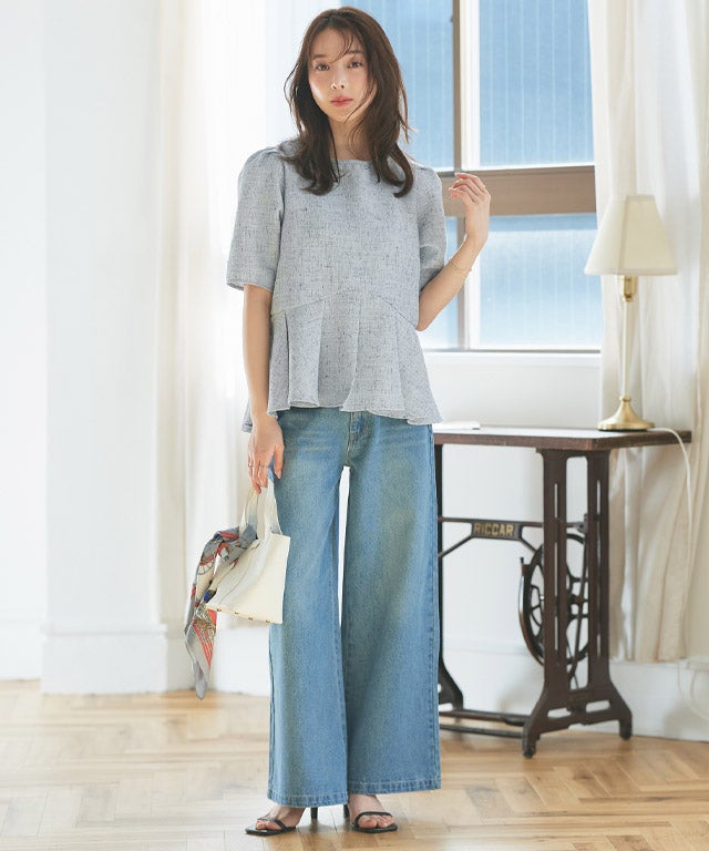 163cm / ツイード / ライトブルー / M