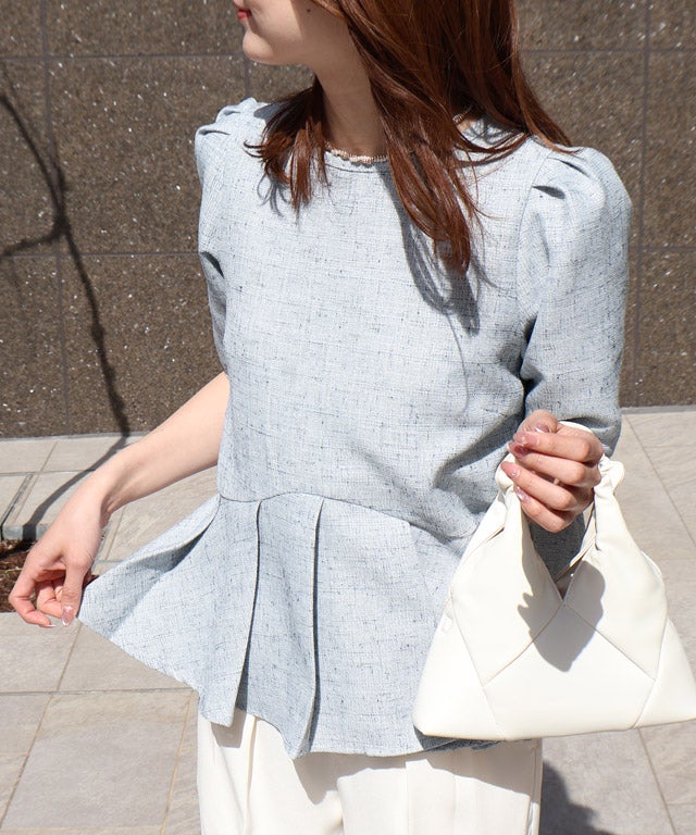 163cm / ツイード / ライトブルー / M