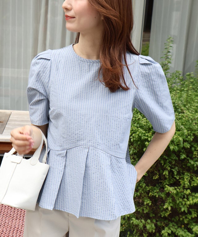 163cm / ストライプ / ブルー / M