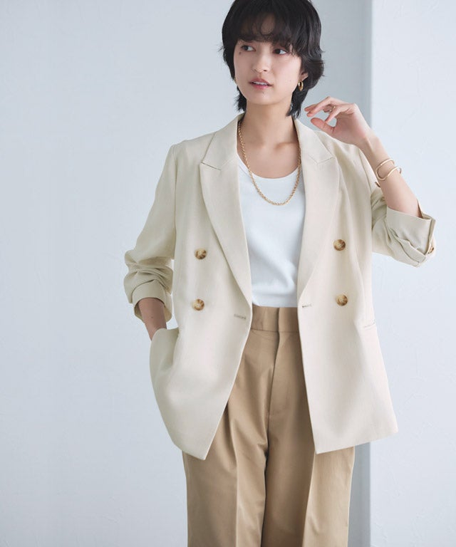 RASW]ウォッシャブルリネンタッチジャケット◇送料無料 【Akaneさん