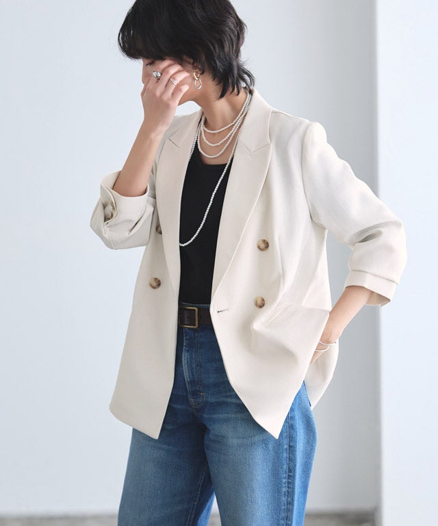 RASW]ウォッシャブルリネンタッチジャケット◇送料無料 【Akaneさん
