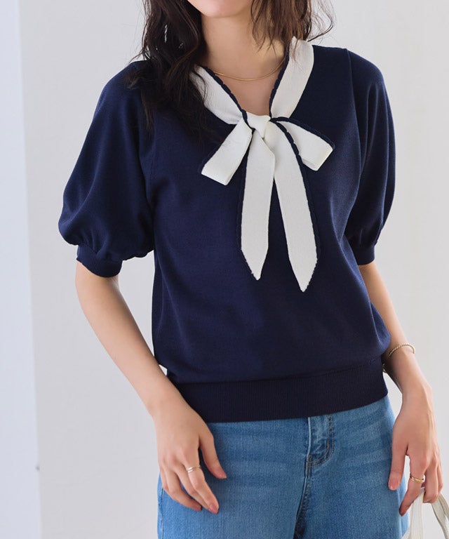 162cm / ネイビー×オフホワイト / M