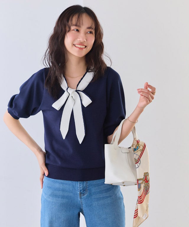 162cm / ネイビー×オフホワイト / M